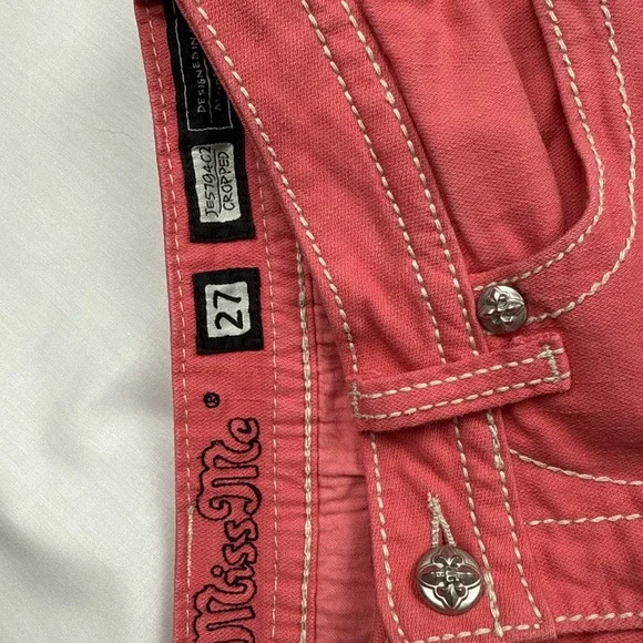 Miss Me Jeans Copped Womens Size 27 Color Melon JE5794C2 Flap Pockets Luxery - Picture 5 of 13